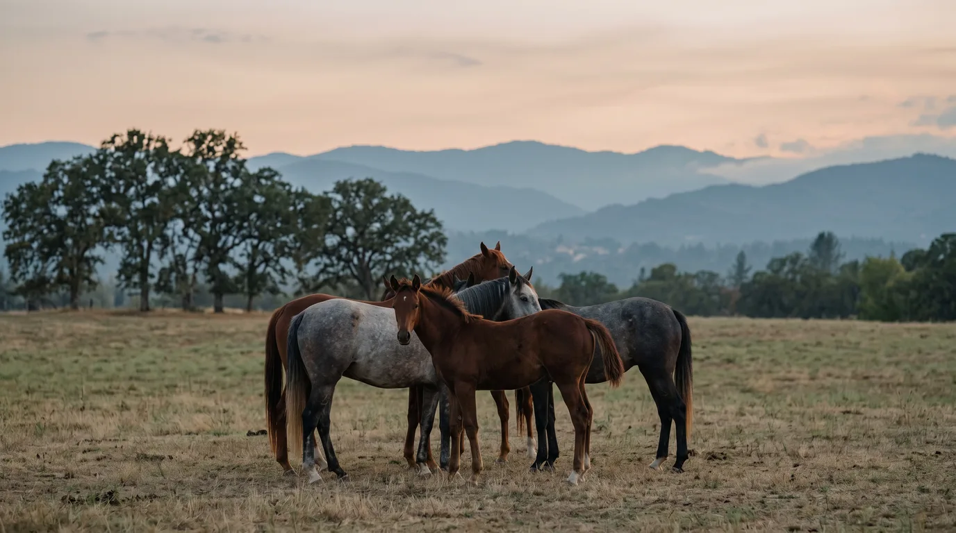 Chevaux en liberté, Les Frisons de Châteauvieux, Rhône